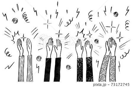 Hand Drawn sketch style of applause, thumbs up gesture. Human hands clapping ovation. on doodle style, vector illustration. 73172745