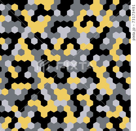Black camouflage seamless pattern with yellow spots vector