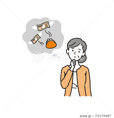 金欠に悩むシニア女性 73174487