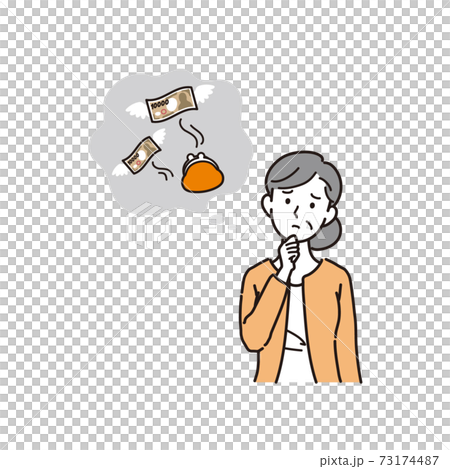 金欠に悩むシニア女性 73174487