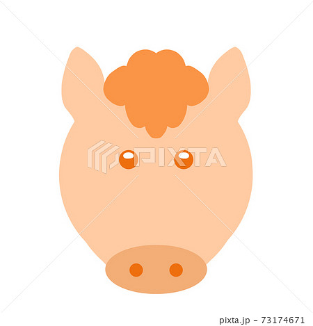 オレンジ色のかわいい馬の顔のイラスト素材