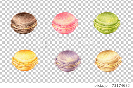 マカロンセット　手描き色鉛筆画 73174683