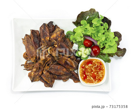 Crispy Squids Deep Fried Served Spicy Sauce Thaifood Style 73175358