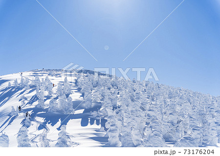 山形蔵王の樹氷と青空　山形県山形市 73176204