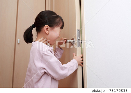 ドアの開閉時に手を挟んで怪我をする女の子 ドアの開閉時に手を挟んで怪我をする女の子 73176353