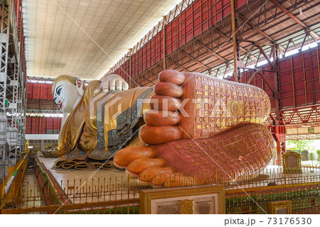 Chauk htat gyi reclining buddha images, Yangon, Myanmar 73176530