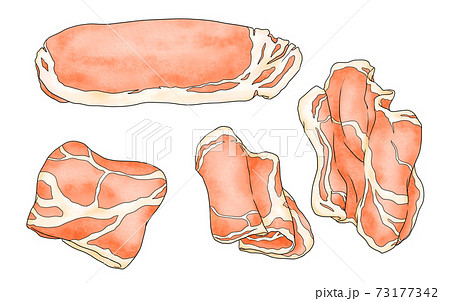 具材2－肉　豚肉ローススライス（生）（主線あり）鍋・弁当・料理画像にも使えます　組合せシリーズ 73177342