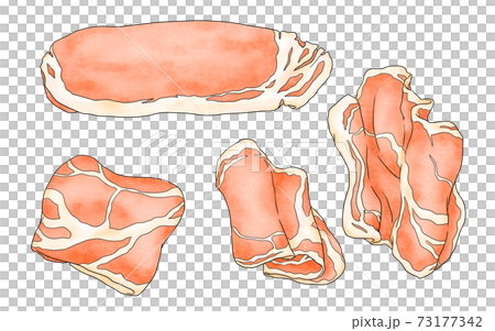 具材2－肉　豚肉ローススライス（生）（主線あり）鍋・弁当・料理画像にも使えます　組合せシリーズ 73177342