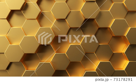 Polygonal mosaic surface with golden hexagon. Polygonal mosaic surface with golden hexagon. 73178291