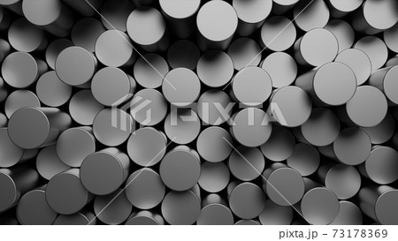 Round mosaic surface with metal cylinders. Round mosaic surface with metal cylinders. 73178369