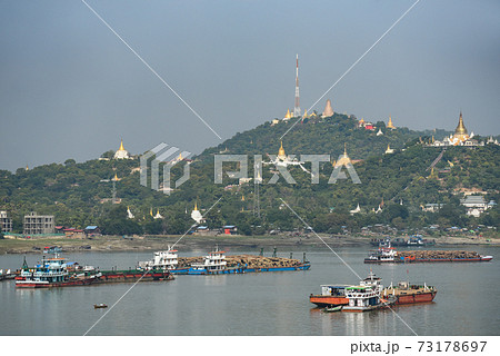 Sagaing city near Ayeyarwady River, Myanmar 73178697