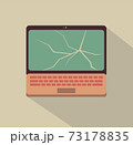 Flat vector laptop with crack on the screen and shadow. Flat icon. 73178835