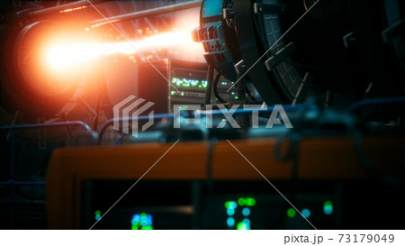futuristic cyberpunk power plant thermonuclear or nuclear reactor 73179049