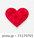 Red heart 3d effect shape, icon with petals inside 73179765