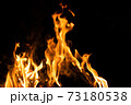 Fire flames on a black background. Abstract fiery texture. Realistic fire flames burn movement frame. Texture for Design. The texture of fire. Fire flames background. Blazing campfire. Sensitive 73180538