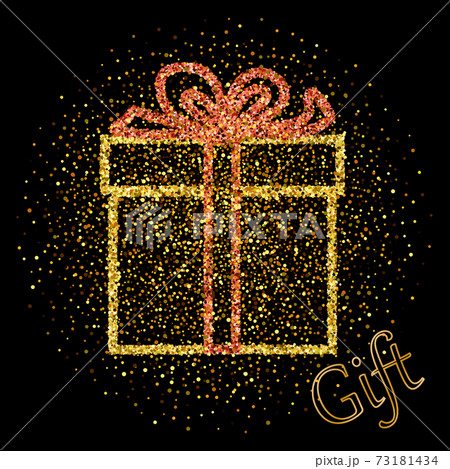 Gold glitter vector icon of gift box isolated...のイラスト素材 [73181434] - PIXTA