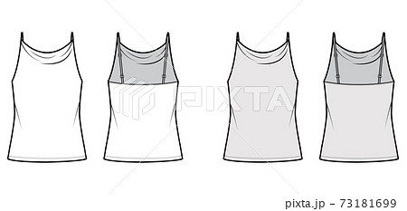 Tank high cowl Camisole technical fashion illustration with thin adjustable straps, oversized, tunic length Flat outwear 73181699