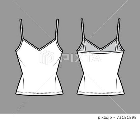 Camisole V-neck cotton-jersey top technical fashion illustration with thin adjustable straps, slim fit, tunic length Camisole V-neck cotton-jersey top technical fashion illustration with thin adjustable straps, slim fit, tunic length 73181898