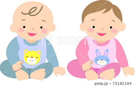 お座りする赤ちゃんのイラスト素材