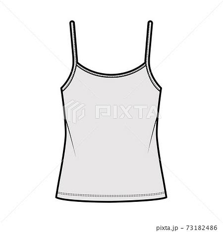 Camisole scoop neck cotton-jersey top technical fashion illustration with thin adjustable straps, oversized Flat outwear Camisole scoop neck cotton-jersey top technical fashion illustration with thin adjustable straps, oversized Flat outwear 73182486