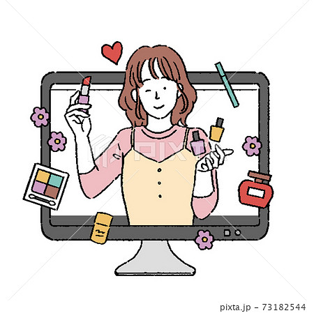 シンプルタッチの動画配信者 美容系配信者のイラストのイラスト素材