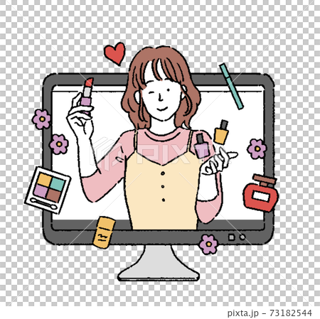 シンプルタッチの動画配信者 美容系配信者のイラストのイラスト素材