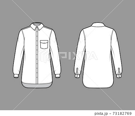 Classic shirt technical fashion illustration with angled pocket, long sleeves, relax fit, front button-fastening 73182769