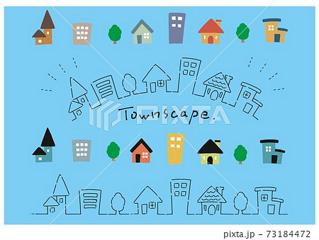 北欧風シンプルでかわいい町並みのイラストのイラスト素材