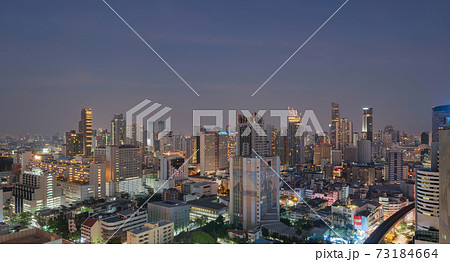 Bangkok Downtown Skyline, Thailand. Financial district and business centers in smart urban city in Asia. Skyscraper and high-rise buildings at night. 73184664