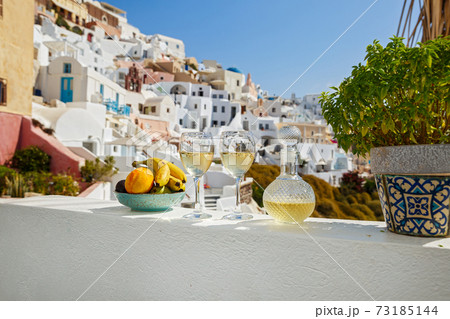 Wine and fruit for two on Santorini Wine and fruit for two on Santorini 73185144