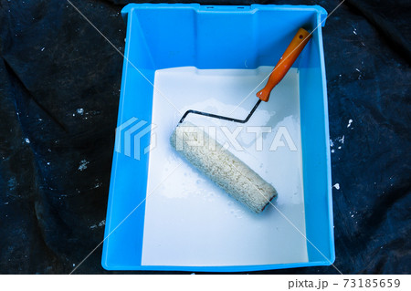 Paint, Paint Tray, Deck, Outdoors, Paint Roller Paint, Paint Tray, Deck, Outdoors, Paint Roller 73185659