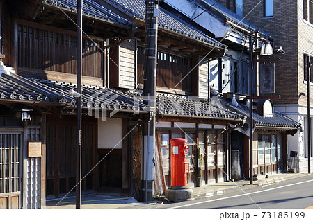 千葉 香取 佐原の古い街並みと丸型ポスト 千葉 香取 佐原の古い街並みと丸型ポスト 73186199