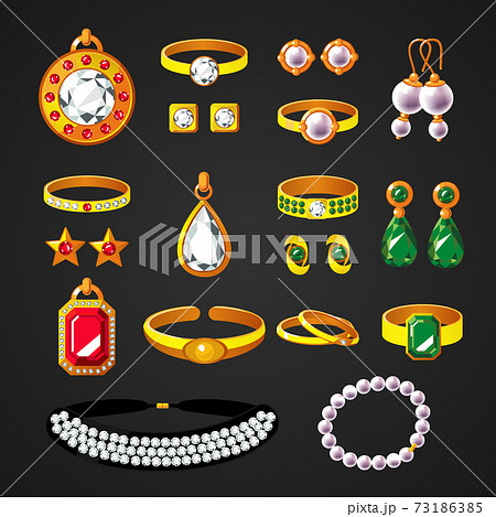 Colorful Jewelry Accessories Icons Set 73186385