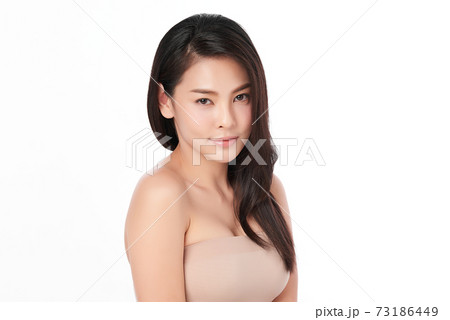 Beautiful young asian woman with clean fresh skin on white background, Face care, Facial treatment, Beautiful young asian woman with clean fresh skin on white background, Face care, Facial treatment, 73186449