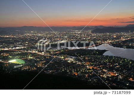 四国香川県高松市の夜景 屋島から の写真素材