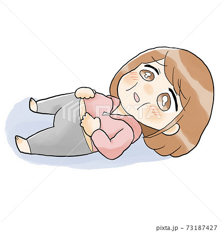 寝転ぶ太っている女性のイラスト素材