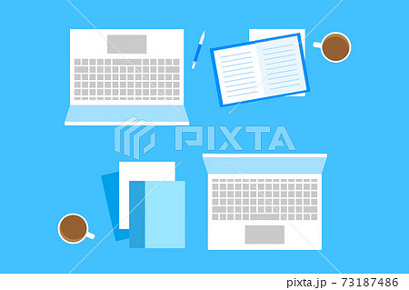 デスク ミーティング Pc 会議 書類 勉強 オフィス ベクター Ai 素材 デザイン イラストのイラスト素材