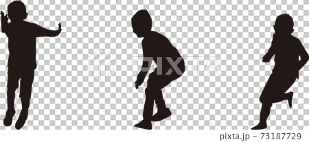 助走 ジャンプ前の子供シルエットのイラスト素材