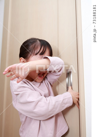 ドアの開閉時に手を挟んで怪我をする女の子 73188181