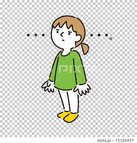 考え事をして表情がかたまる女の子のイラスト素材