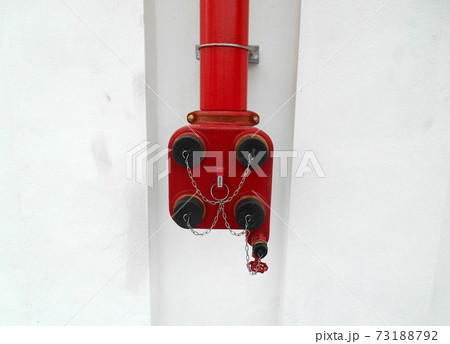 SERDANG, MALAYSIA -JULY 27, 2017: Wet riser connector. Fireman used this connector to connect building fire fighting system with their fireman machine.   73188792