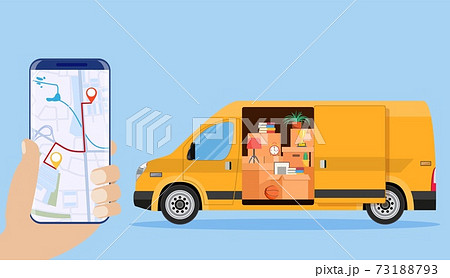 Delivery truck with household items, 73188793