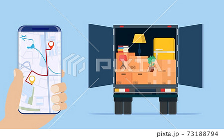 Delivery truck with household items, Delivery truck with household items, 73188794