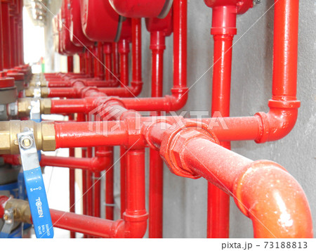 SERDANG, MALAYSIA -JULY 27, 2017: Alarm valve system. It was part of the building fire fighting system which is control and supply water to the sprinkler. 73188813
