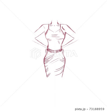 sketch of a girl in a evening dress sketch of a girl in a evening dress 73188959