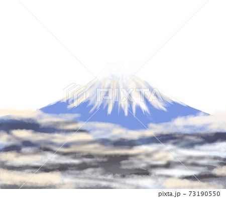 富士山 雲海 背景 透過 白のイラスト素材