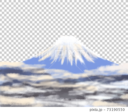 富士山 雲海 背景 透過 白のイラスト素材