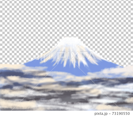 富士山 雲海 背景 透過 白のイラスト素材