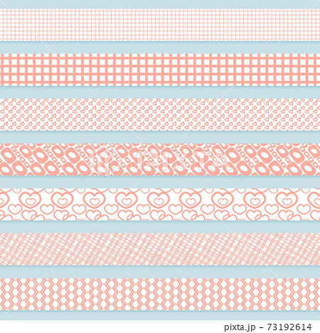 Set of patterned pink and white washi seamless border tapes for scrapbooking. Love theme Set of patterned pink and white washi seamless border tapes for scrapbooking. Love theme 73192614