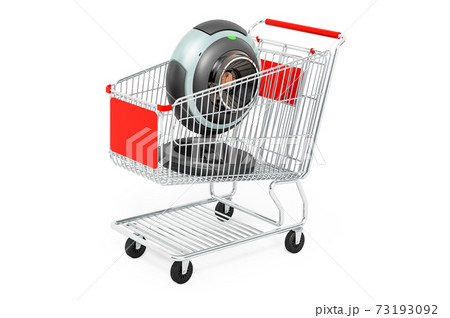Shopping cart with webcam, 3D rendering 73193092